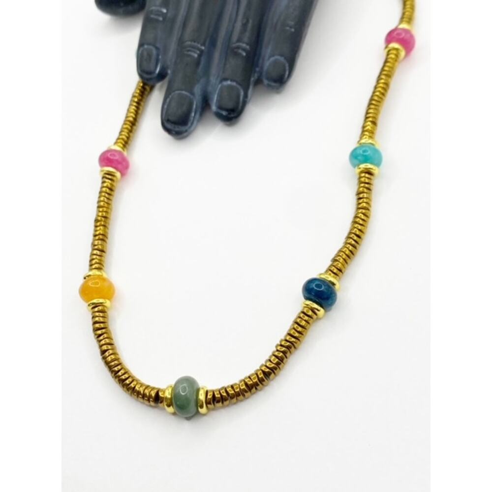 NEW Gold Beaded & Semiprecious Stone Layering Necklace